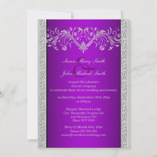 Invitación Bodas de plata aniversario floral púrpura