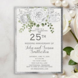 Invitación Bodas de Plata Bodas de Floral Blanco 25 Aniversar