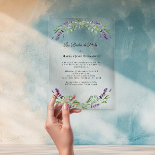 Invitación Bodas de Plata con Florales de Lavanda