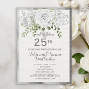 Invitación Bodas de Plata Floral 25 Aniversario de Boda
