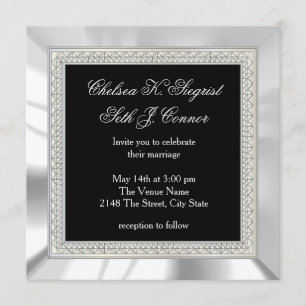 Invitación Bodas de plata negra y