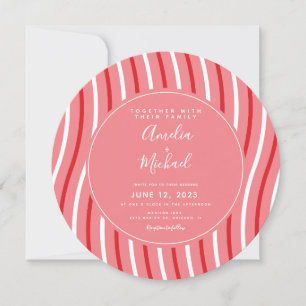 Invitación Bodas de rayas de menta rosa roja de Navidad