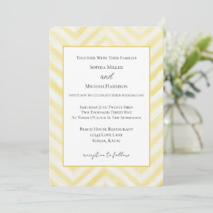 Invitación Bodas de rayas zigzag amarillas  
