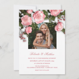 Invitación Bodas de Rosas 3D Elegantes Rosadas y Blancas