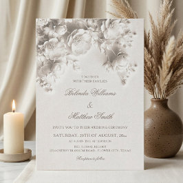 Invitación Bodas de Rosas 3D Florales Esculpidas en Marfil
