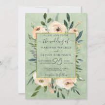 Bodas de Rosas Beige Floral Verde Salvia Dorado