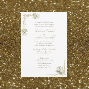 Invitación Bodas de Rosas Blancas Formales Iglesia Bodas