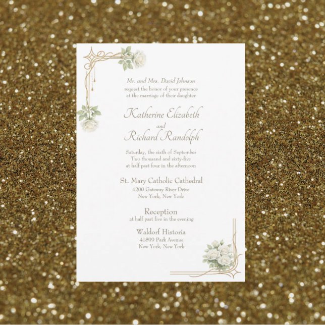 Invitación Bodas de Rosas Blancas Formales Iglesia Bodas (Subido por el creador)