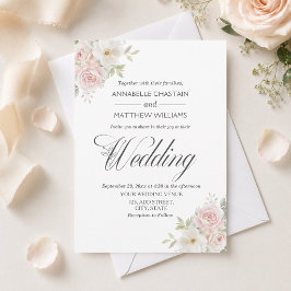 Invitación Bodas de Rosas Elegantes de Color Rosa Suave 