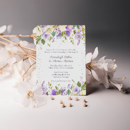 Invitación Bodas de Rosas Purpúreas Lila y Lavanda 