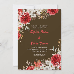 Invitación Bodas de Rosas Rojas Moradas Elegantes País