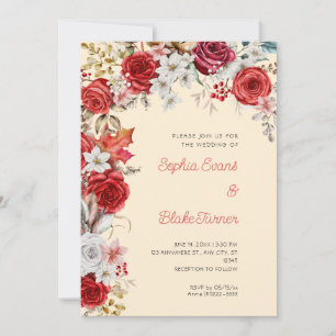 Invitación Bodas de Rosas Rojas y Blancas Luz Naranja Románti