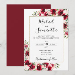 Invitación Bodas de Rosas Rojas y Rubor Elegante