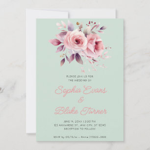 Invitación Bodas de Rosas Rosadas Modernas Románticas con Luz