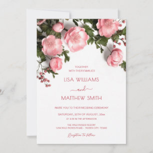 Invitación Bodas de rosas silvestres modernas en 3D