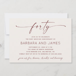 Invitación Bodas de Rubí 40 Aniversario Foto de Marfil Suav