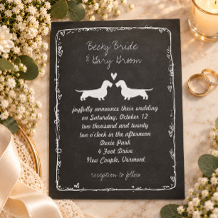 Invitación Bodas de siluetas de Dachshund de pelo duro
