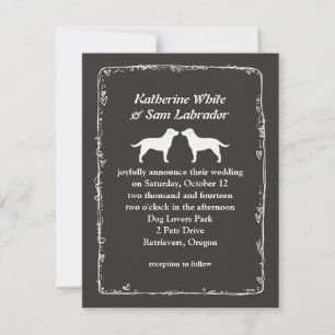 Invitación Bodas de siluetas de perro Labrador Retriever blan