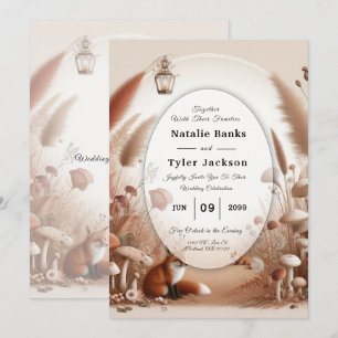 Invitación Bodas de Zorros del Bosque Otoñal Encantado