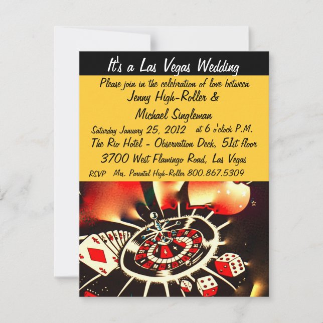 Invitación Bodas del tema del casino de Viva Las Vegas (Anverso)