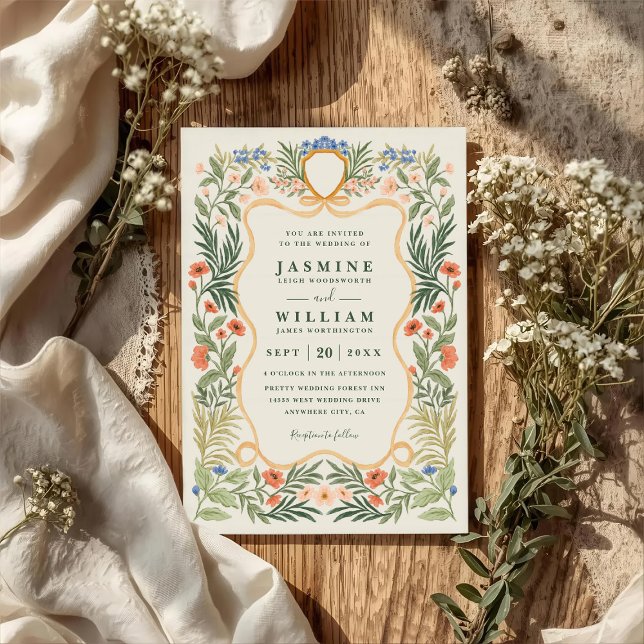 Invitación Bodas Elegantes Código QR Flores Silvestres Jardín (Subido por el creador)