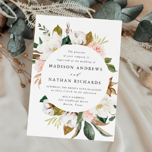 Invitación Bodas Elegantes con Magnolias Blancas y Florales R
