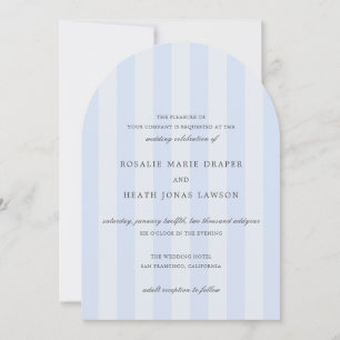 Invitación Bodas Elegantes de Rayas Azules Modernas
