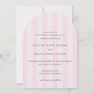 Invitación Bodas elegantes de rayas rosadas modernas