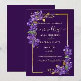Invitación Bodas Elegantes de Violetas Moradas