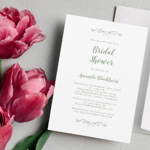 Invitación Bodas Elegantes Ducha De Novias Verde Masaje Moder