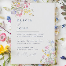 Bodas Elegantes Flores Silvestres Polvoriento Azul
