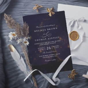 Invitación Bodas Elegantes Luces Enredadas Código QR Moderno