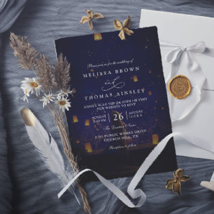 Invitación Bodas Elegantes Luces Enredadas Código QR Moderno