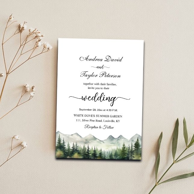 Invitación Bodas Elegantes Montañas y Pinos (Subido por el creador)