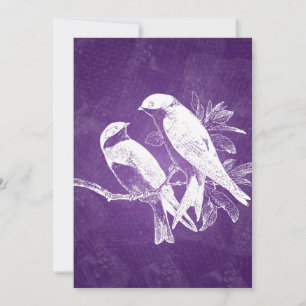 Invitación Bodas Elegantes Pájaros del Amor Morado