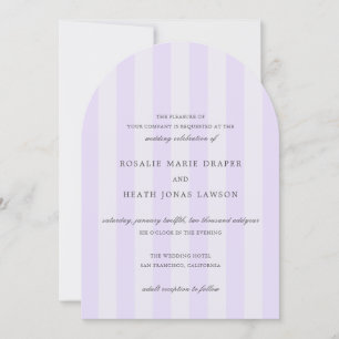 Invitación Bodas Elegantes Rayas Purpura Modernas