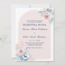 Bodas en azul empolvado y rosa sonrojo