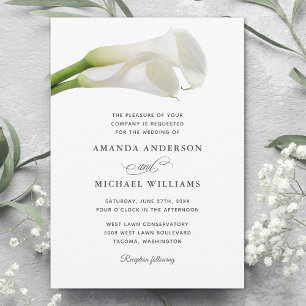 Invitación Bodas Florales Acuarela Lirios de Calla Blancos