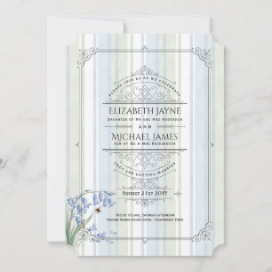Invitación Bodas Florales de Campanillas Azules de Sage Azul