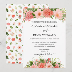Invitación Bodas Florales de Corales Elegantes