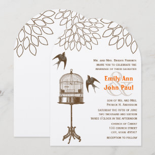 Invitación Bodas Florales de Crisantemo de Aves Vintage
