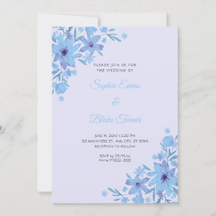 Invitación Bodas Florales de Flores Azules Románticas Lavanda
