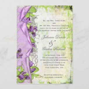 Invitación Bodas florales de los guisantes de olor púrpuras