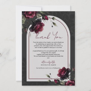 Invitación Bodas Florales de Rosa Roja Bordeaux Sombra Gris