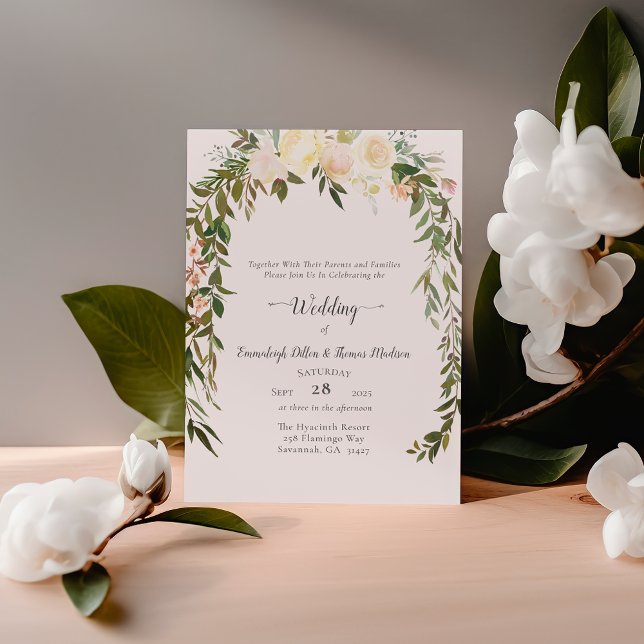 Invitación Bodas Florales de Rosas Blancas Hermosas (Subido por el creador)