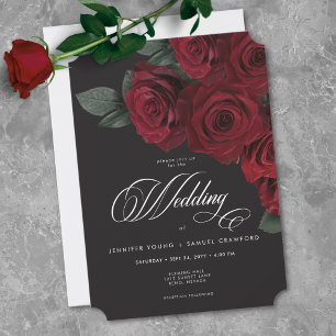 Invitación Bodas Florales de Rosas Rojas Sangrientas Elegante