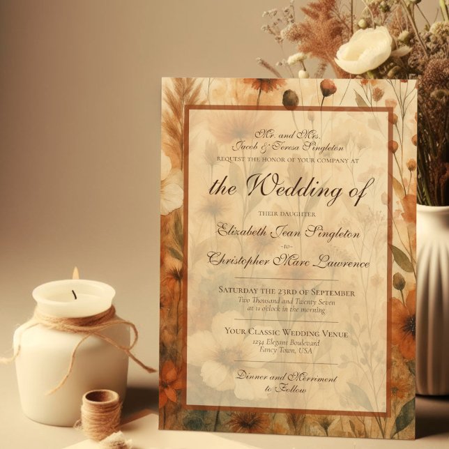 Invitación Bodas formales de flores silvestres Sienna Boho Ch (Subido por el creador)