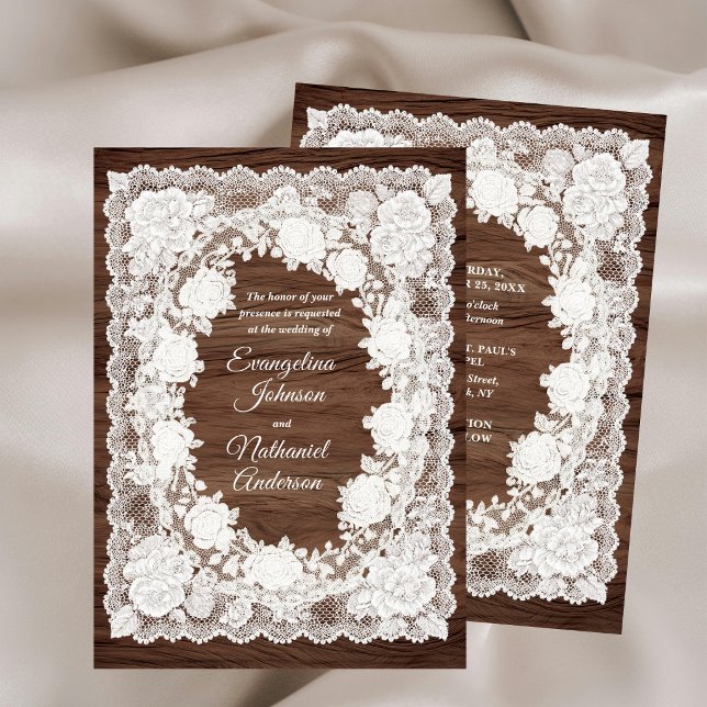 Invitación Bodas Formales de Madera Rústica con Rosas de Enca (Subido por el creador)