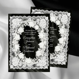 Invitación Bodas Formales de Rosas de Encaje Intemporales en