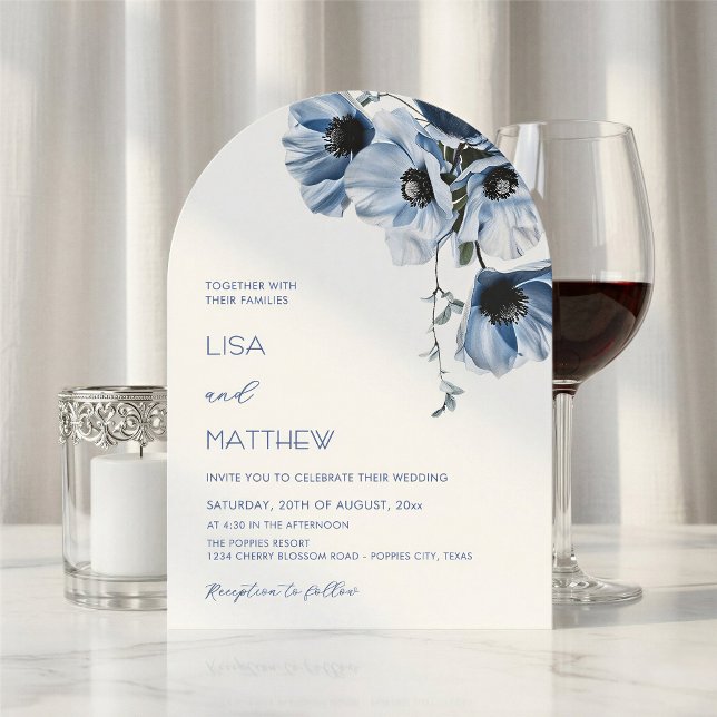 Invitación Bodas informales de flores azules blancas (Subido por el creador)